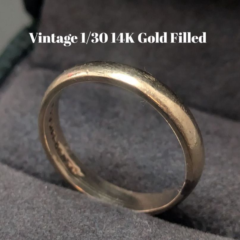 14K ゴールドフィルド GF 1 30刻印 ヴィンテージ ウェディングバンドリング 11号 2.8g 金張り アンティーク