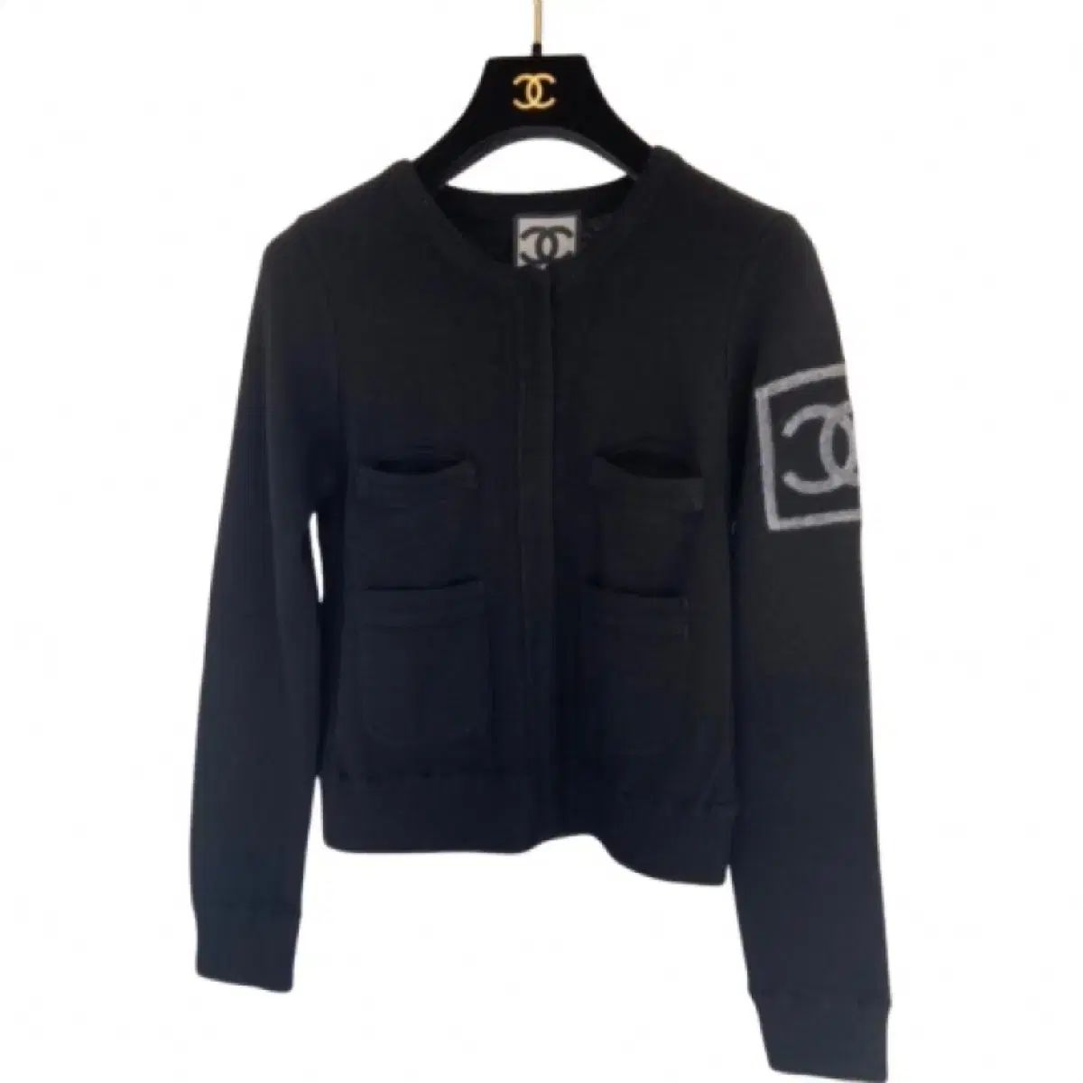 シャネル ロゴ ウール ジップアップ カーディガン