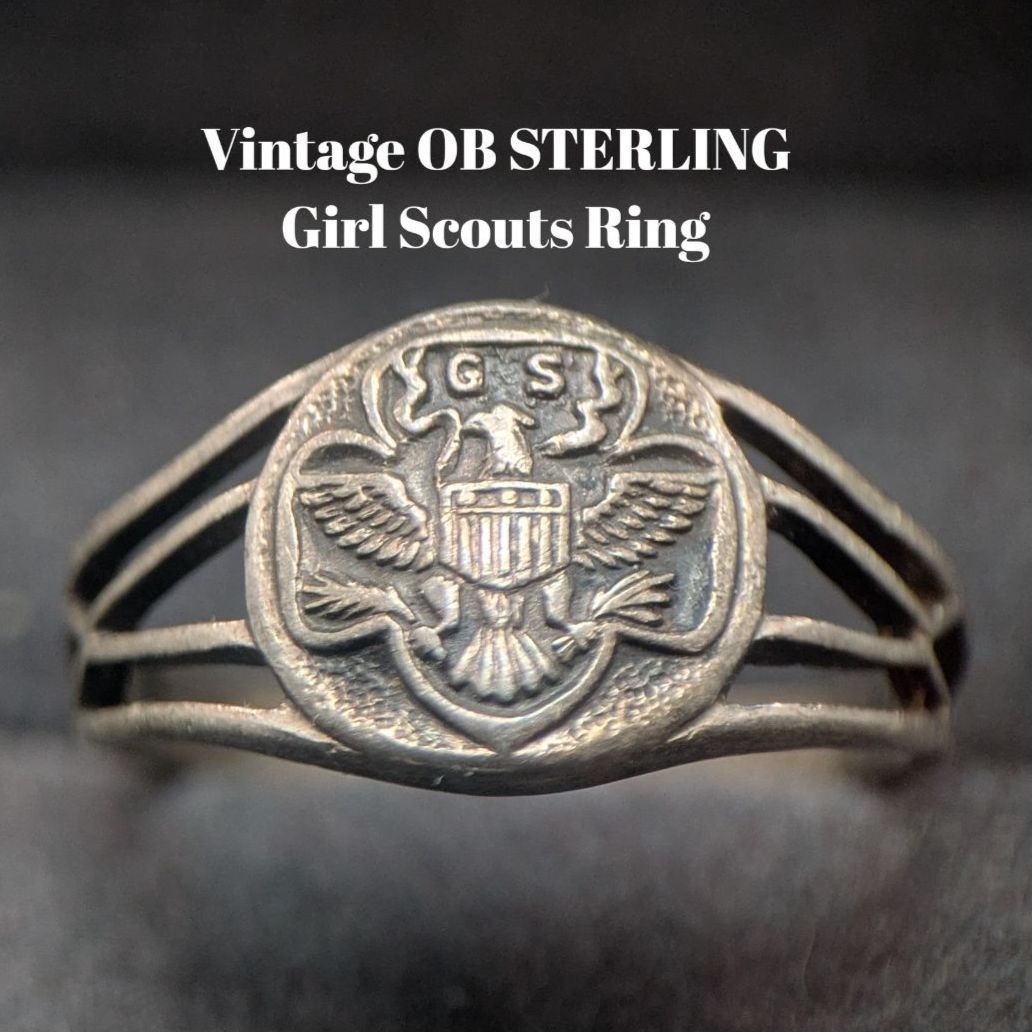 OB STERLING製 ガールスカウト G.S. シルバーリング 12.5号 3.9g アメリカ製 ヴィンテージ イーグル紋章