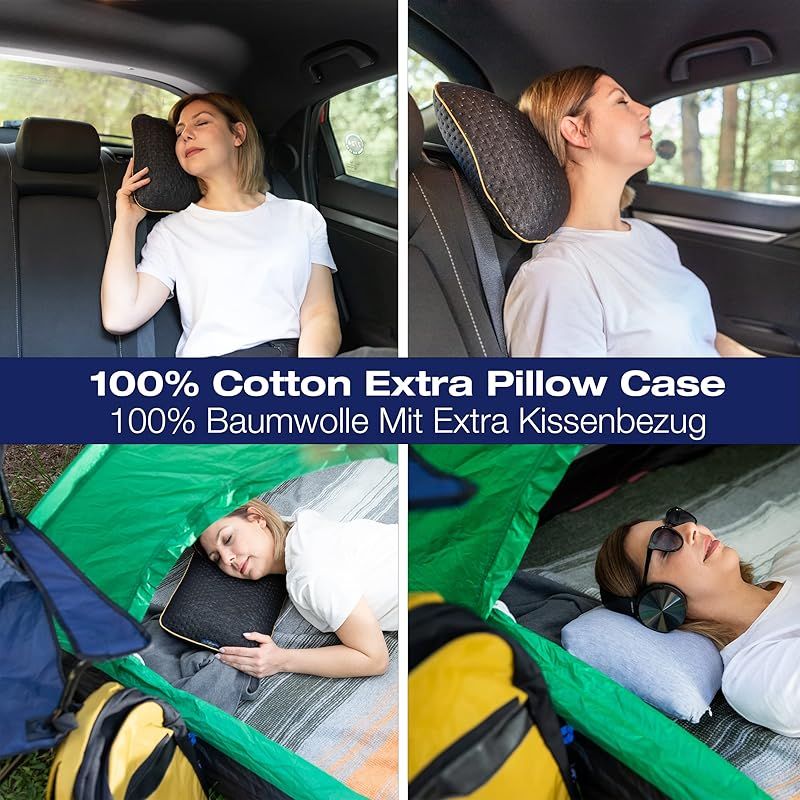 alkamto トラベル&キャンプ枕 低反発まくら 旅行やキャンプでも上質な眠りを アウトドア 車中泊 テント泊でも 黒