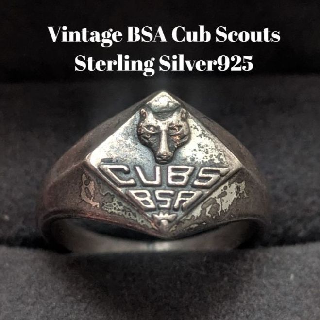BSA カブスカウト CUBS STERLING シルバーリング 13号 4.7g オオカミ紋章 ヴィンテージ アメリカ製 米国