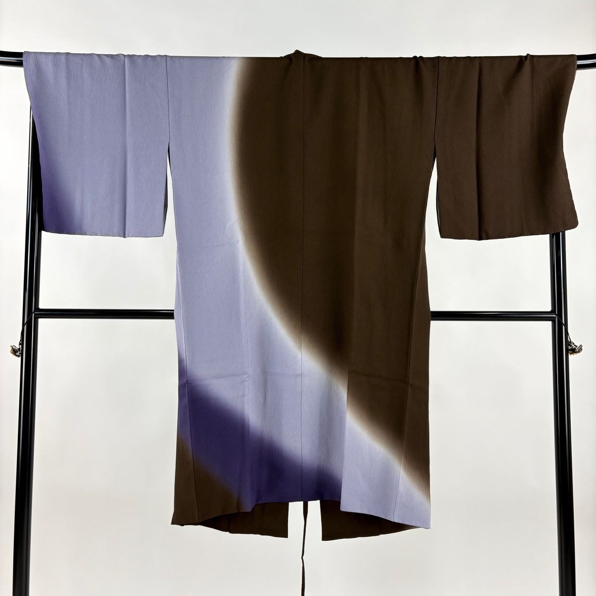 道中着 身丈115 cm 裄丈72 L 和装コート 地紋 染め分け ぼかし 焦茶色 正絹