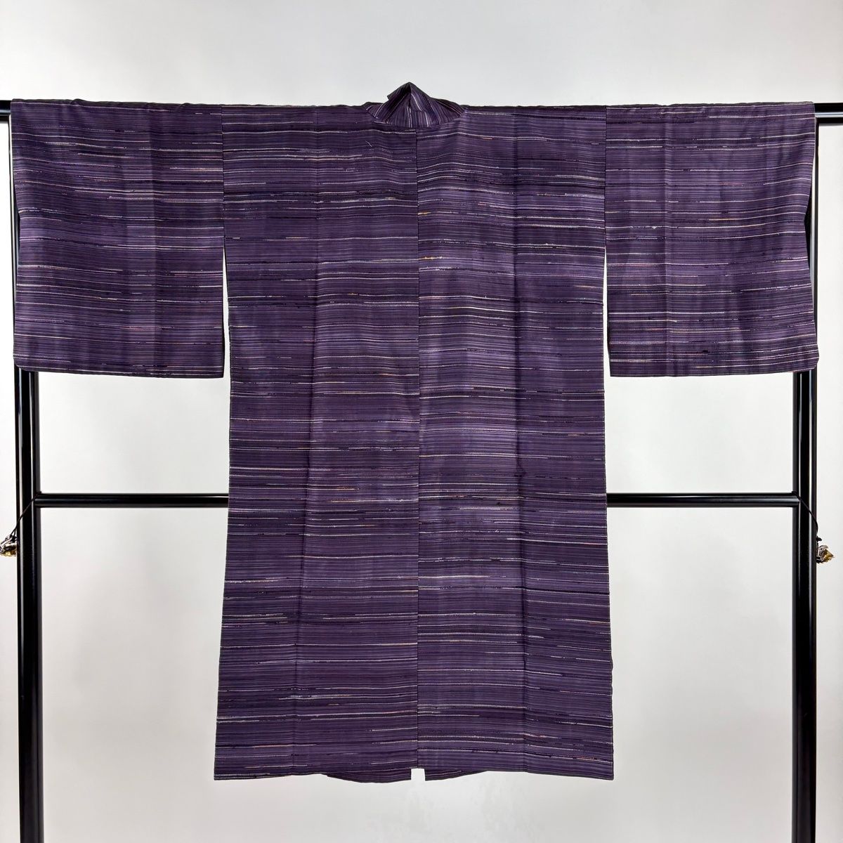 道中着 身丈110 5 cm 裄丈65 M 和装コート 縞 紫 正絹