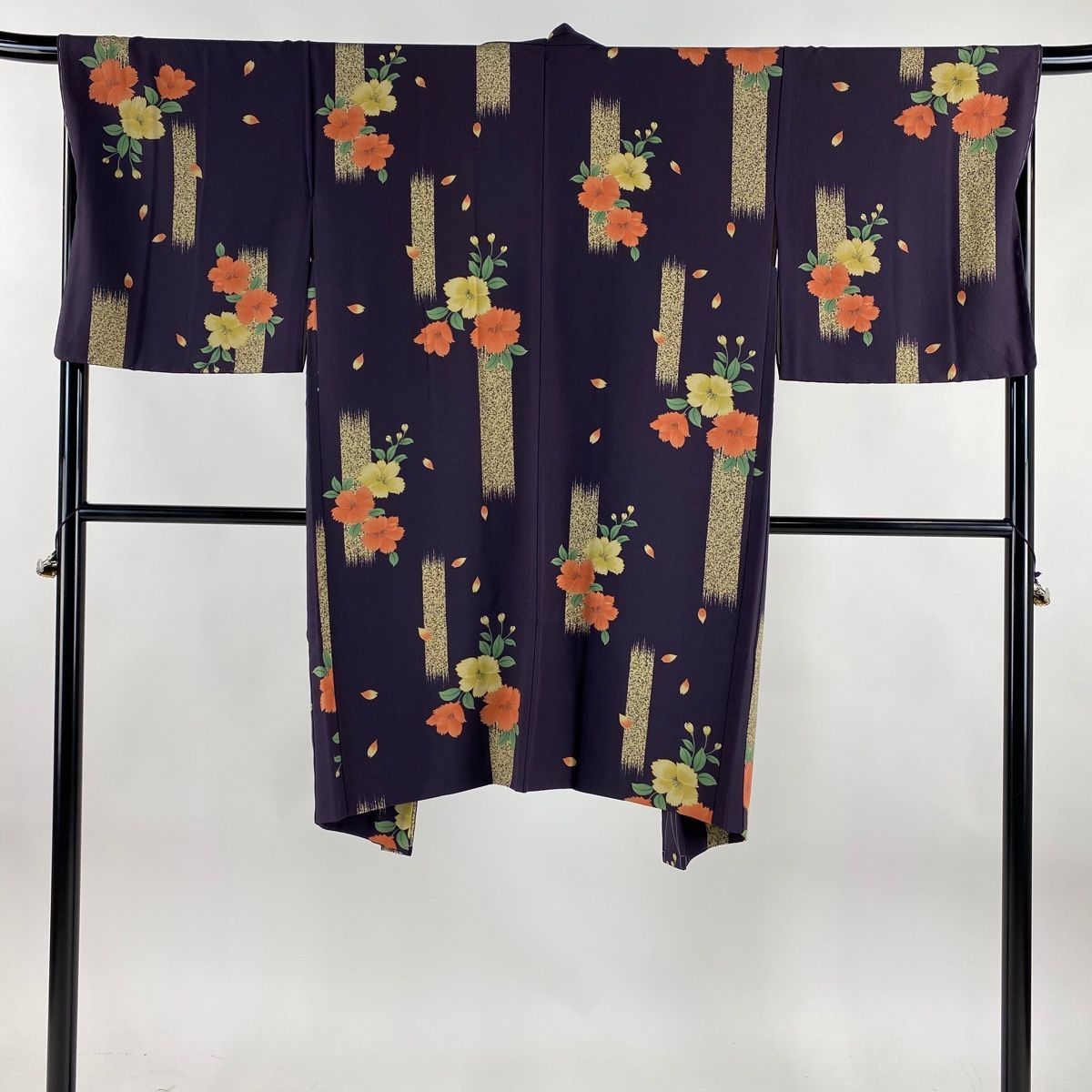 羽織 身丈107 cm 裄丈67 M 草花 花びら 紫 正絹