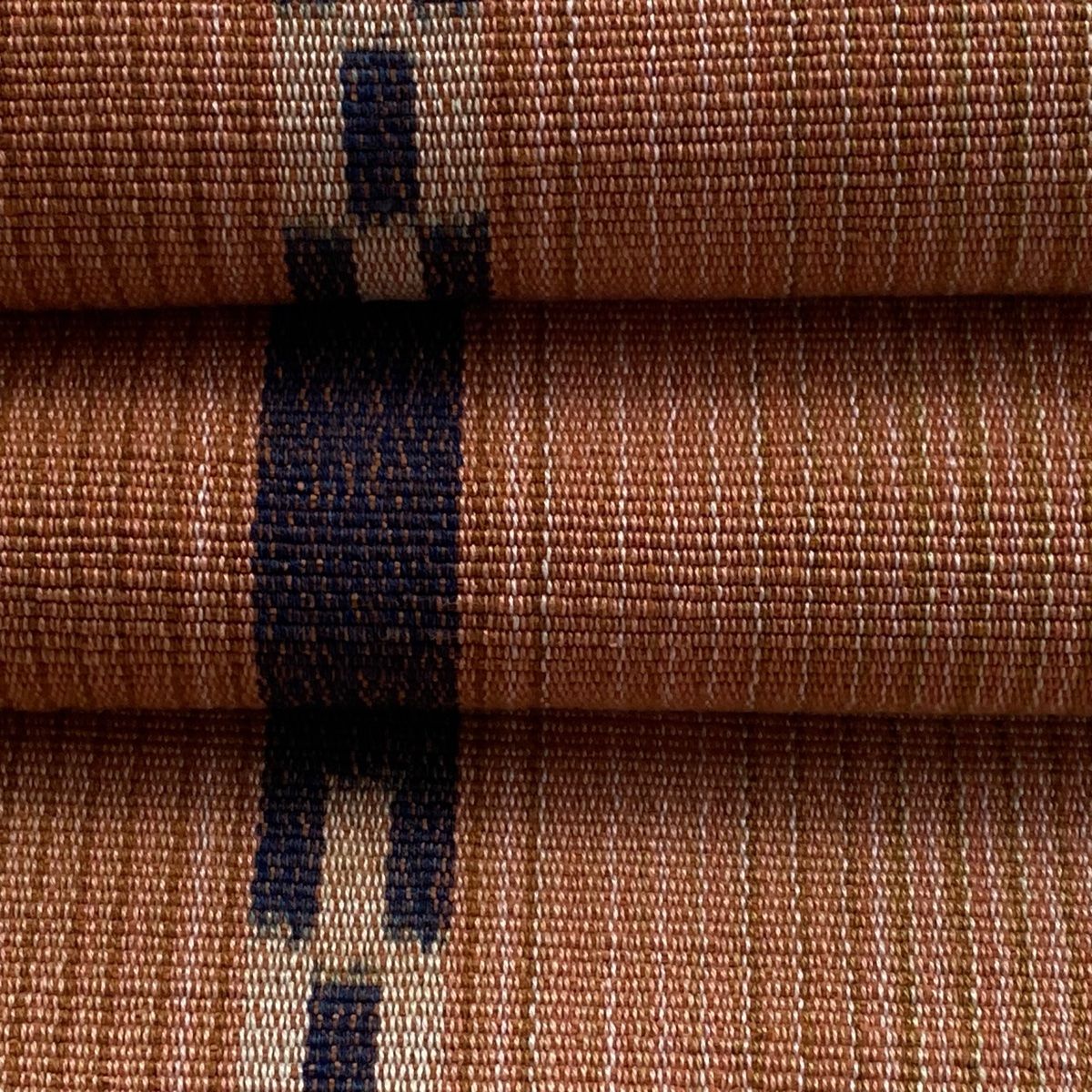  半幅帯 証紙 八重山みんさ 草木染 幾何学 縞 サーモンピンク 綿 半巾 半幅 小袋帯 帯