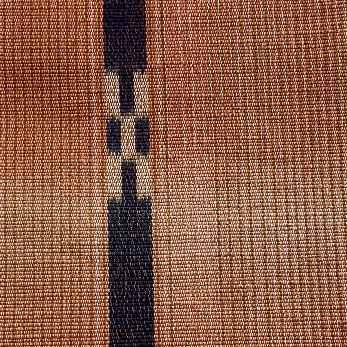 半幅帯 証紙 八重山みんさ 草木染 幾何学 縞 サーモンピンク 綿