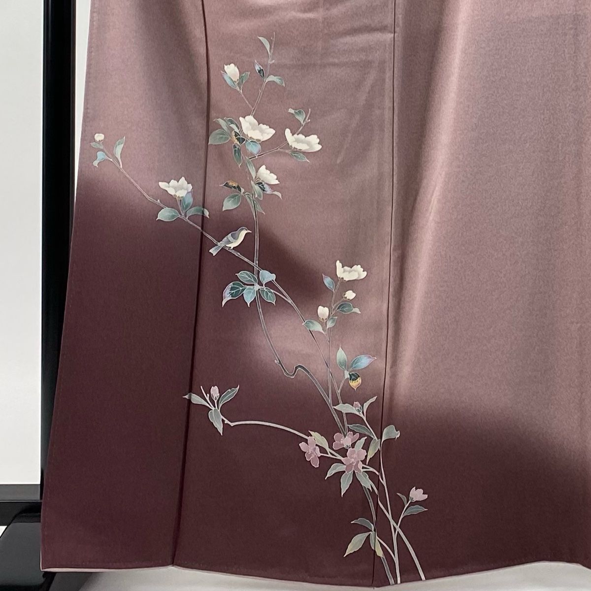 訪問着 身丈166 cm 裄丈65 M 袷 枝花 霞 ぼかし 薄紫 正絹 秀品