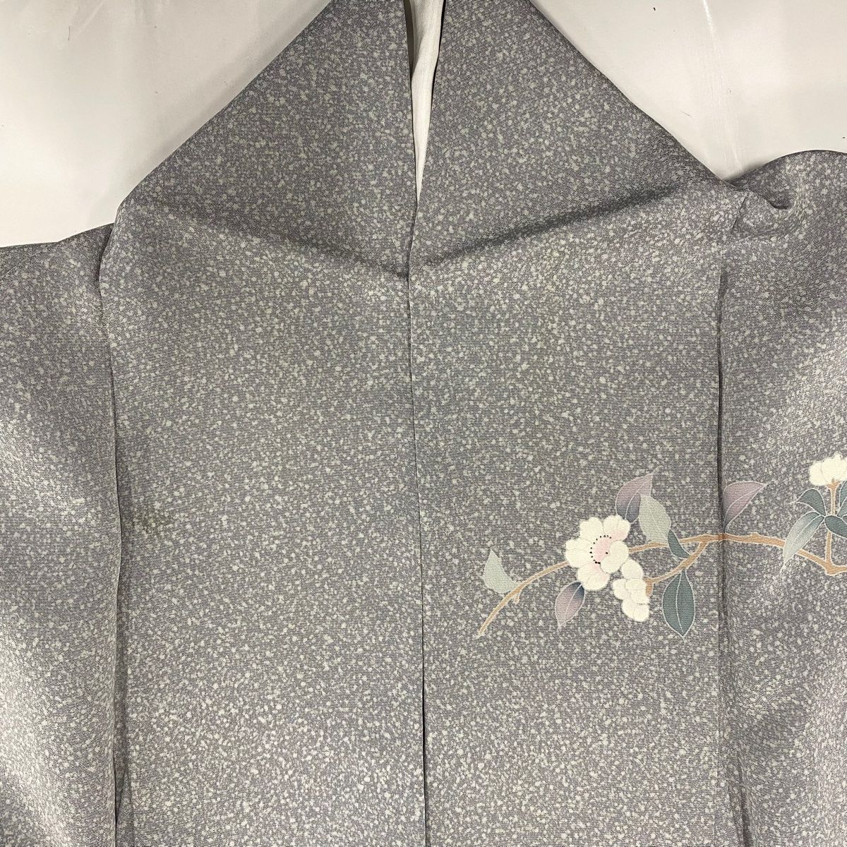  訪問着 身丈157 cm 裄丈64 M 袷 枝花 ぼかし 灰色 正絹 秀品 訪問着 付け下げ 着物