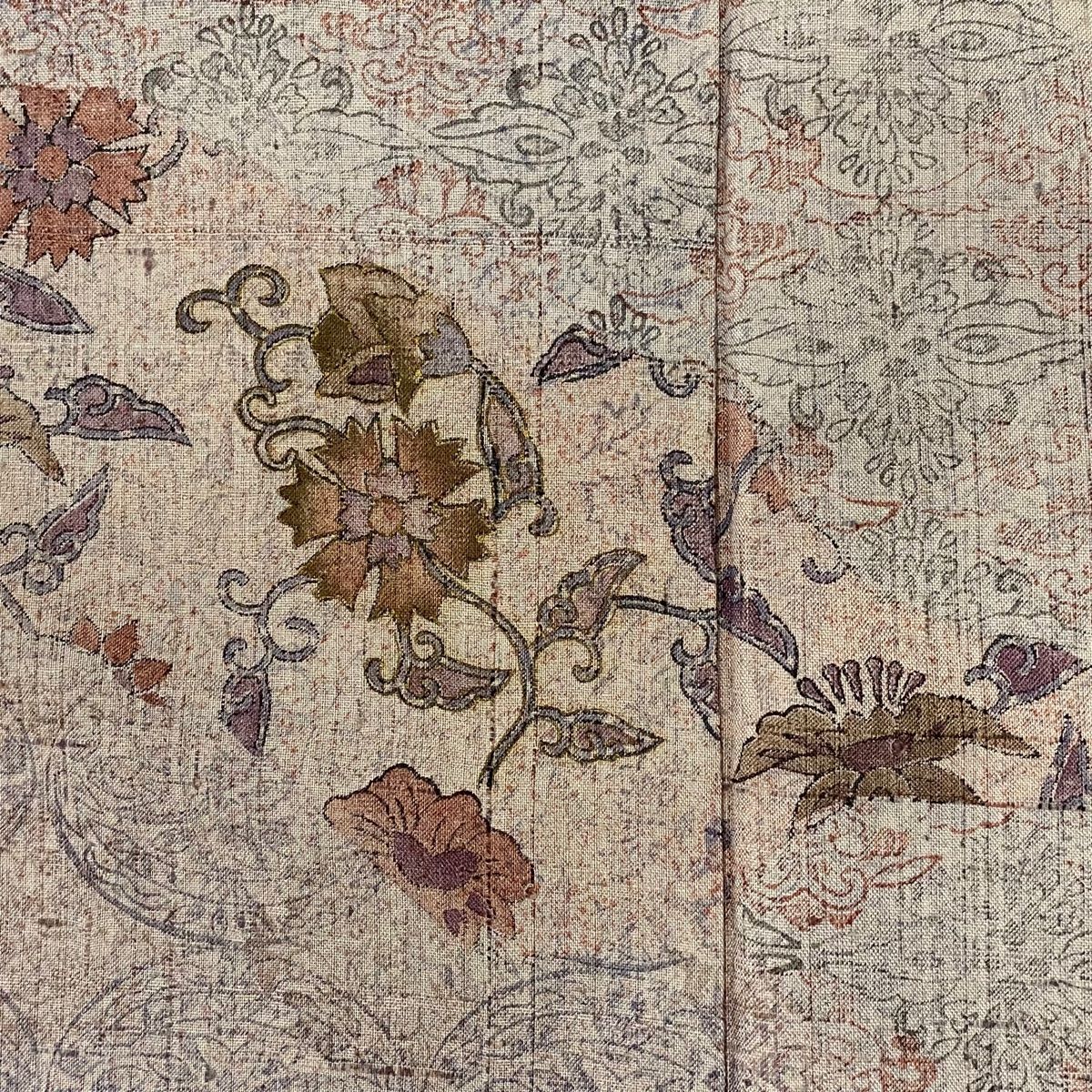  訪問着 身丈160 cm 裄丈63.5 S 袷 紬地 落款 花唐草 金彩 ぼかし 灰茶 正絹 秀品 訪問着 付け下げ 着物