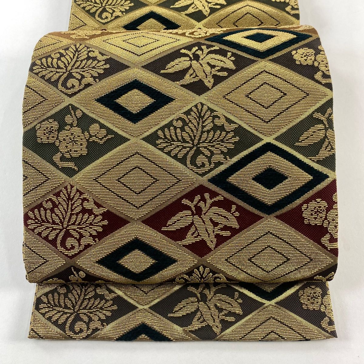 美品】 袋帯 逸品 誉田屋源兵衛 落款 菱文 松竹梅 金糸 金華燦 金色 六