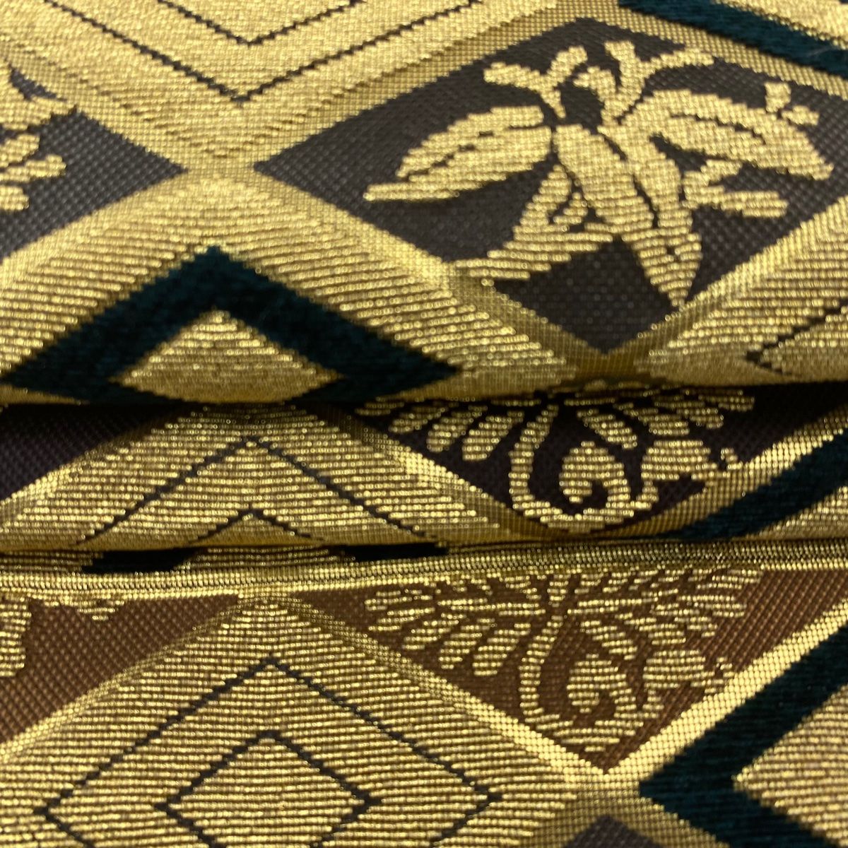 美品】 袋帯 逸品 誉田屋源兵衛 落款 菱文 松竹梅 金糸 金華燦 金色 六