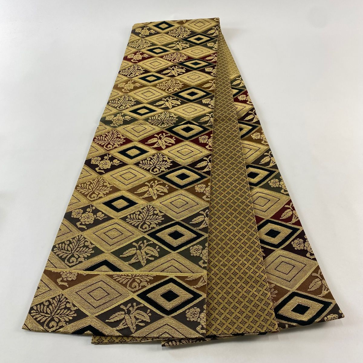 美品】 袋帯 逸品 誉田屋源兵衛 落款 菱文 松竹梅 金糸 金華燦 金色 六