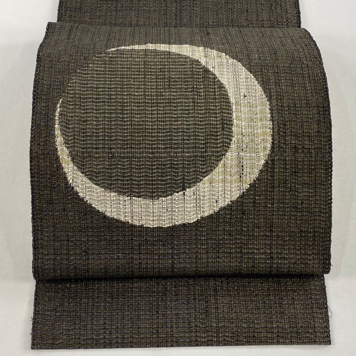 名古屋帯 八寸名古屋帯 松葉仕立て 月 金糸 灰紫 正絹