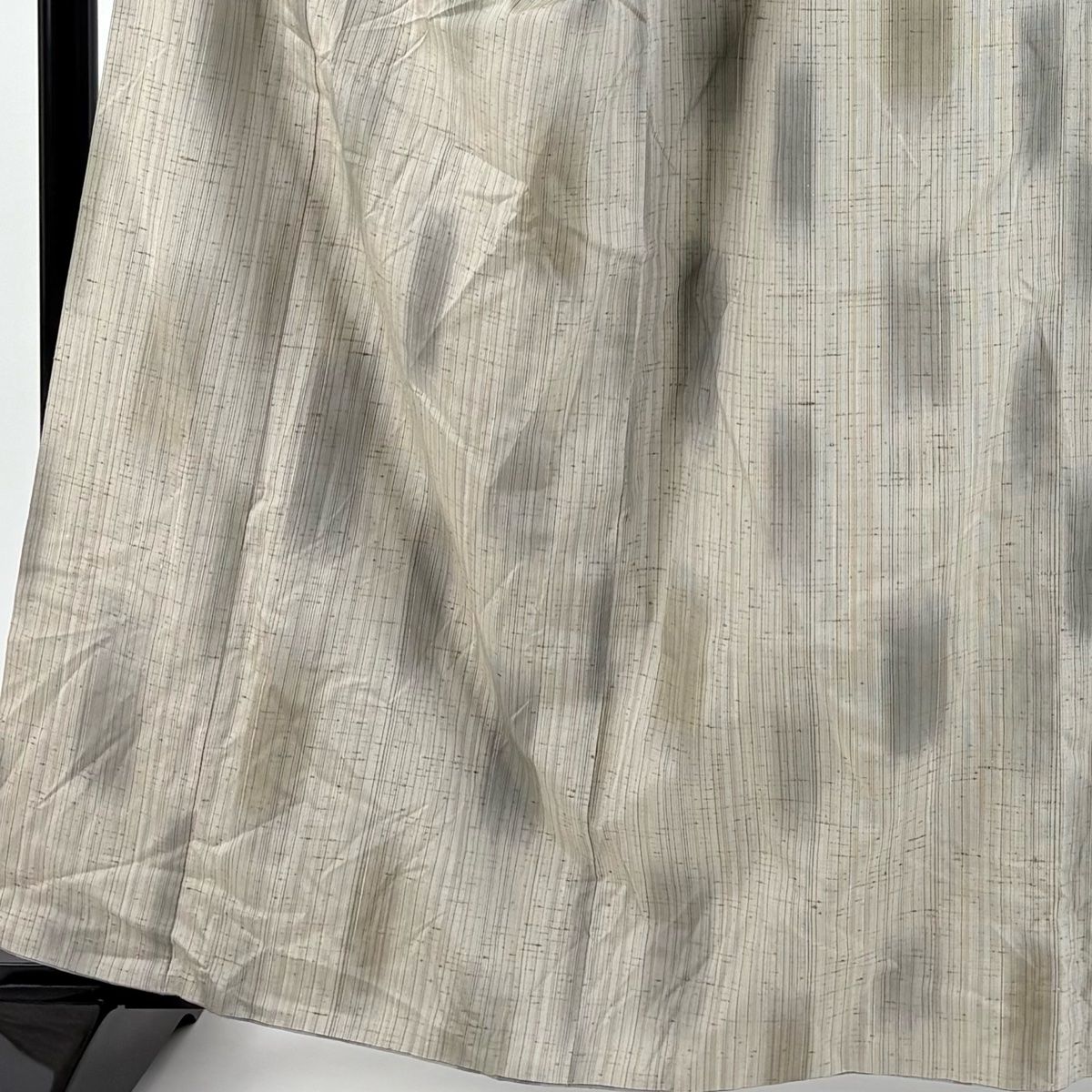 紬 身丈161 5 cm 裄丈66 M 袷 縞 幾何学 灰茶 正絹