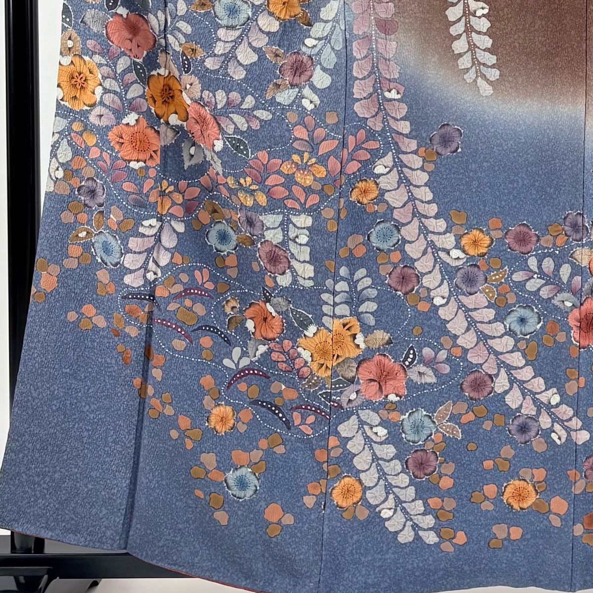 訪問着 身丈160 cm 裄丈64 M 袷 辻が花柄 絞り 茶色 正絹