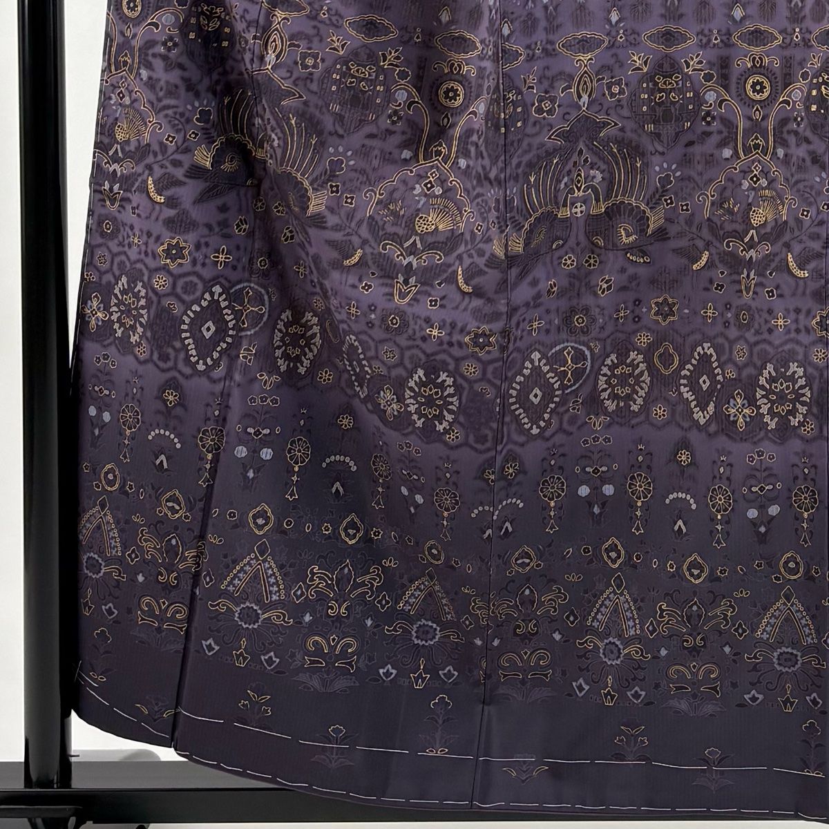 訪問着 身丈157.5 cm 裄丈64 M 袷 紬地 孔雀 華文 金彩 紫 正絹