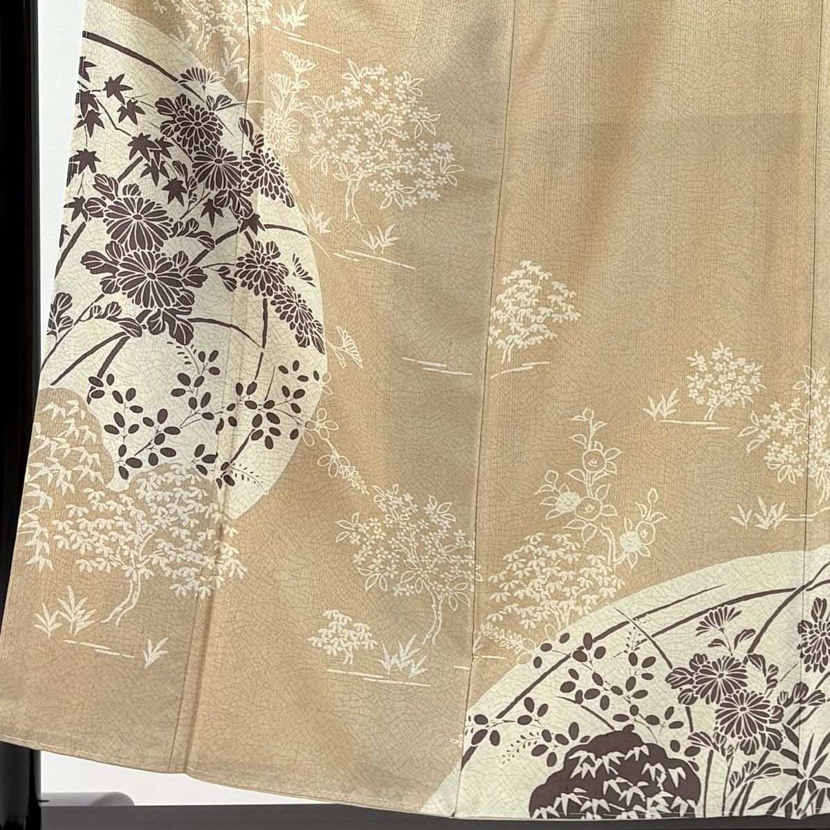 付下げ 身丈154.5 cm 裄丈63 S 袷 紬地 菊 枝花 薄茶色 正絹