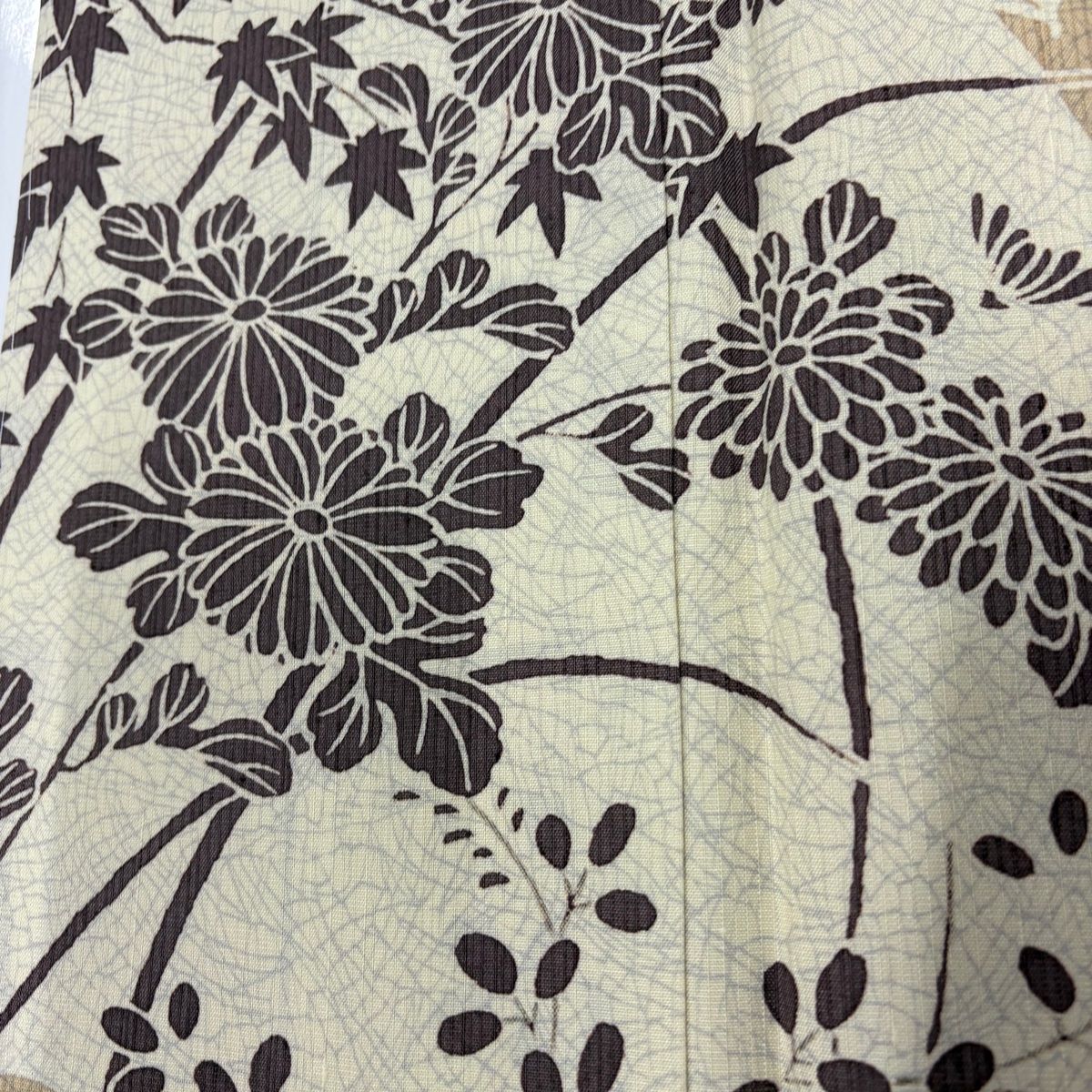  付下げ 身丈154 5 cm 裄丈63 S 袷 紬地 菊 枝花 薄茶色 正絹 訪問着 付け下げ 着物