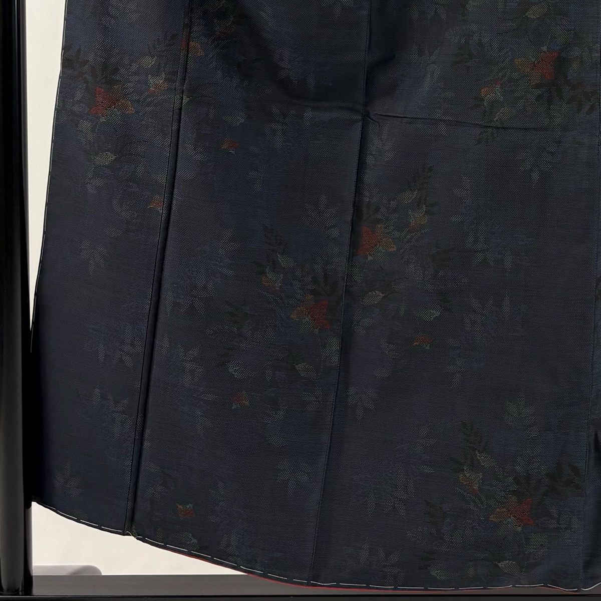 大島紬 身丈156 cm 裄丈63 S 袷 純泥染 証紙 草花 濃紺 正絹