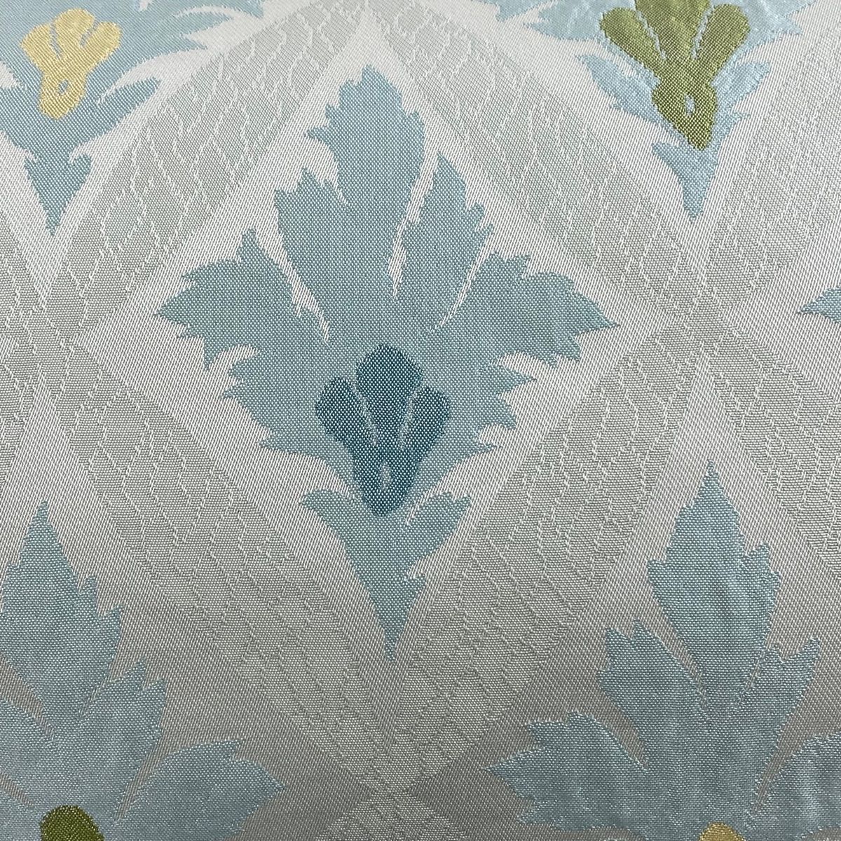 名古屋帯 秀品 葉柄 幾何学模様 水色 正絹