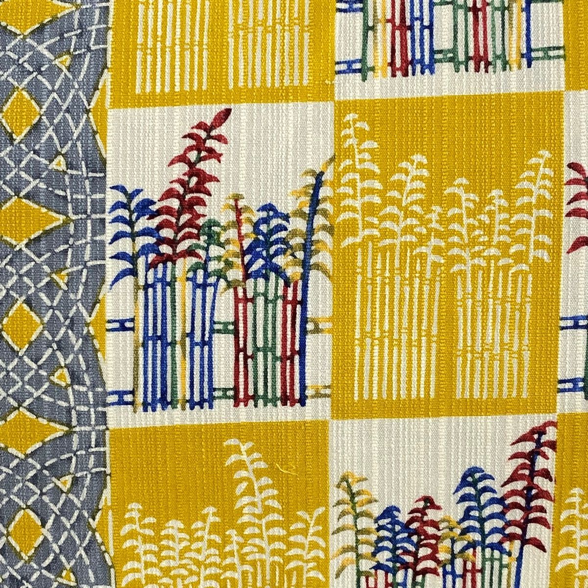 袋名古屋帯 秀品 竹 変わり市松 山吹色 正絹