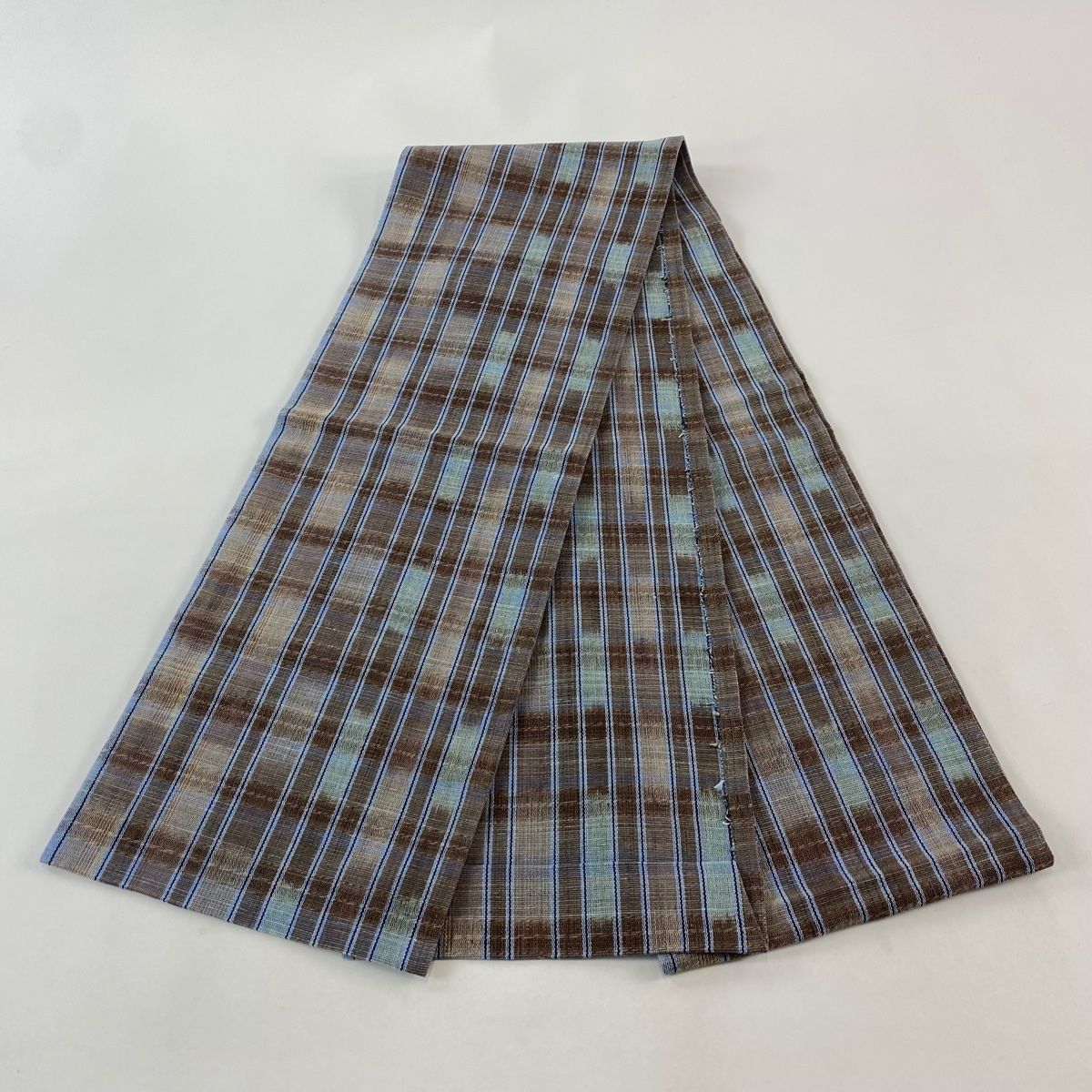  名古屋帯 越前竹紙布 縞 青灰色 綿 名古屋帯 帯