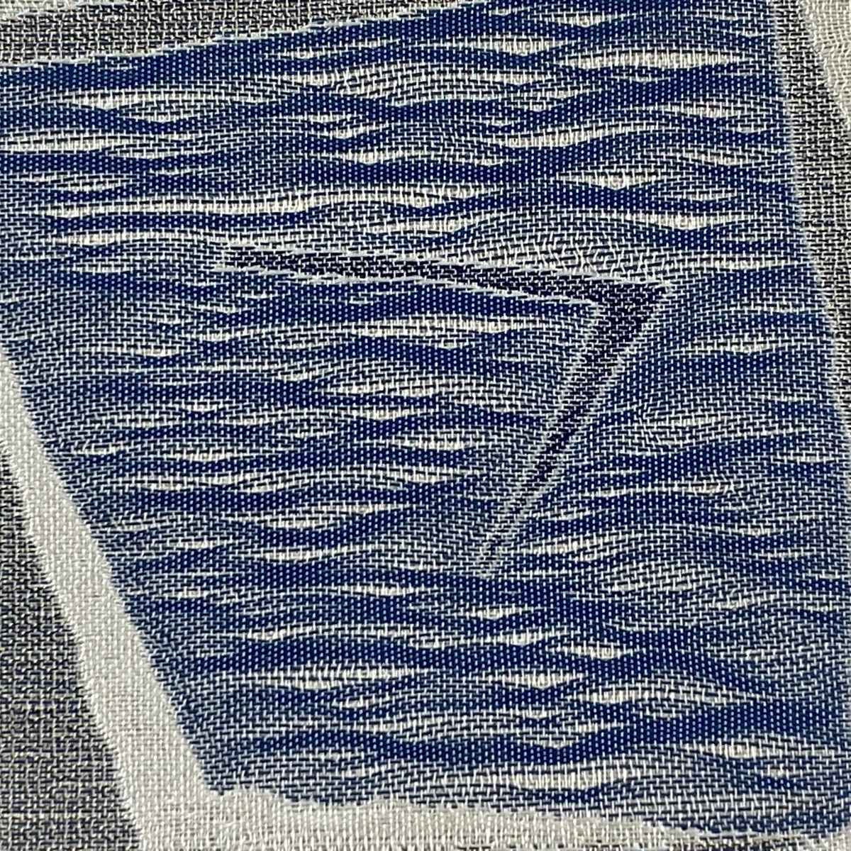 袋帯 色紙 幾何学模様 灰白 六通 正絹