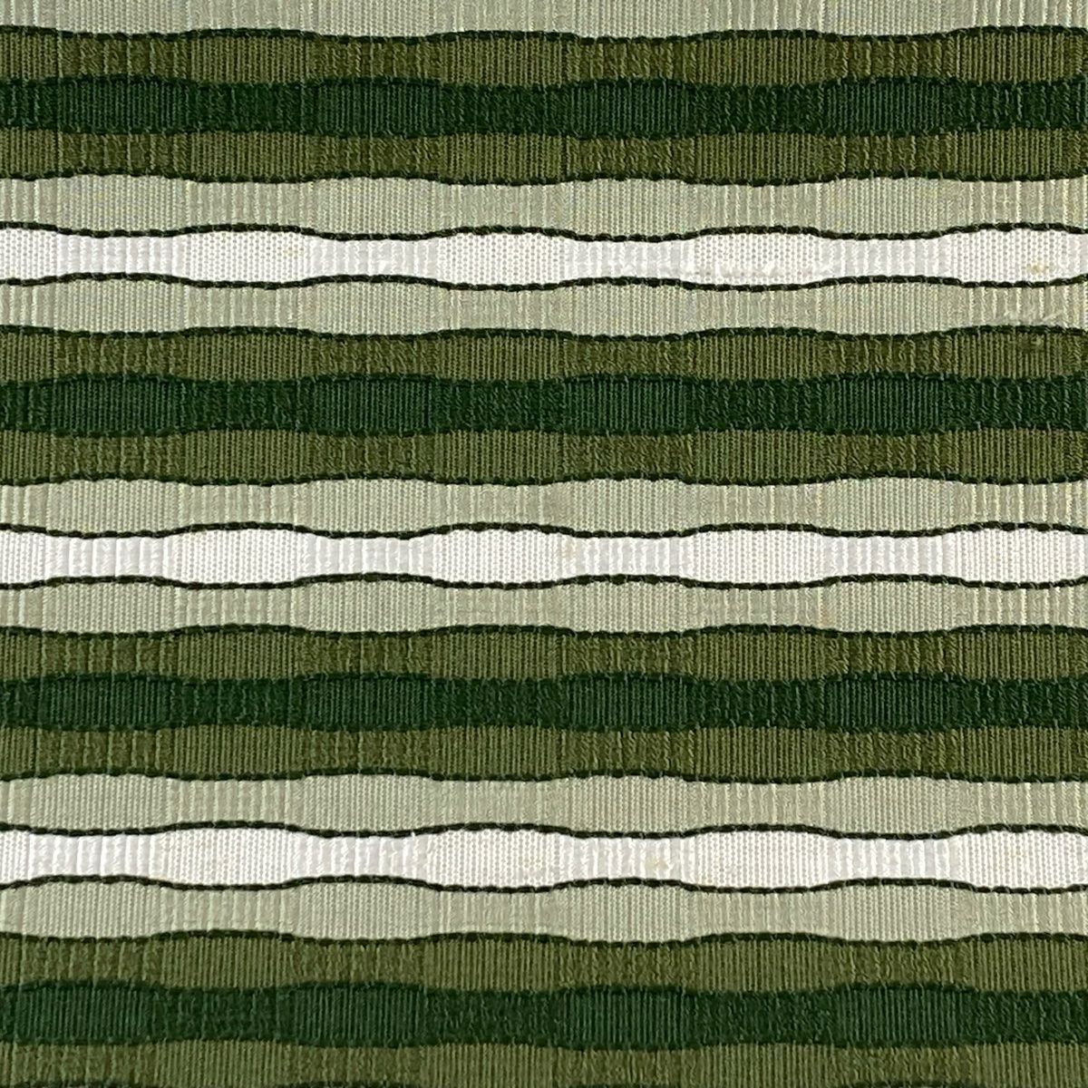 名古屋帯 八寸名古屋帯 松葉仕立て よろけ縞 緑 正絹