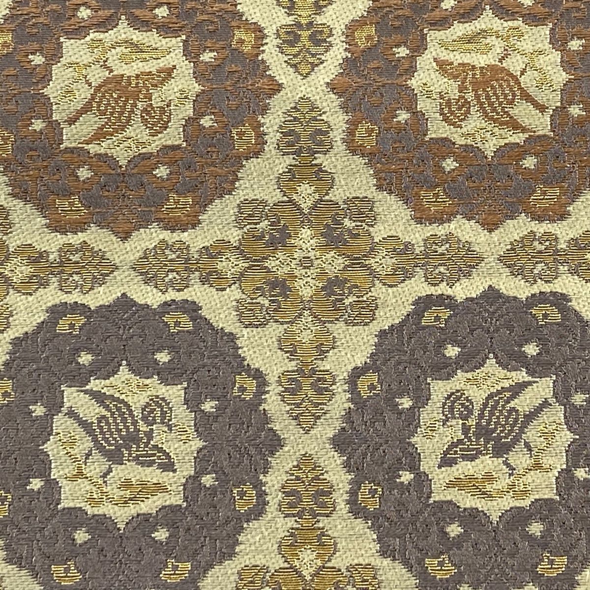 袋帯 箔屋清兵衛 落款 悠久の美 華文 花唐草 箔 灰茶 お太鼓柄 正絹