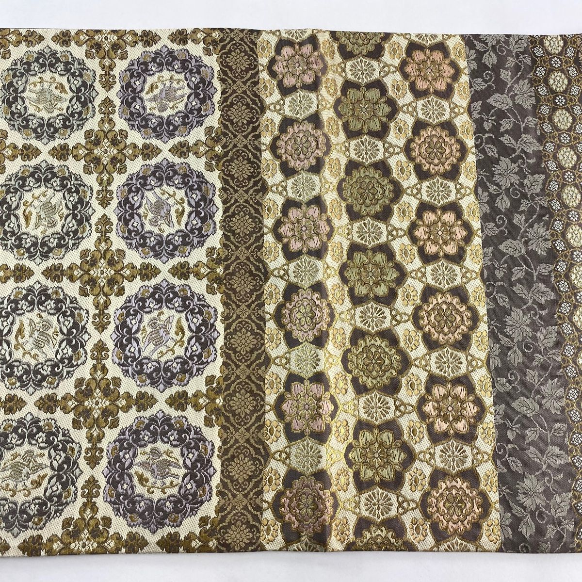  袋帯 箔屋清兵衛 落款 悠久の美 華文 花唐草 箔 灰茶 お太鼓柄 正絹 袋帯 帯