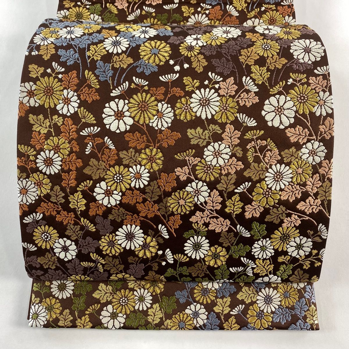 美品】 高品質 袋帯 名品 菊 金糸 紫 六通 正絹 【】
