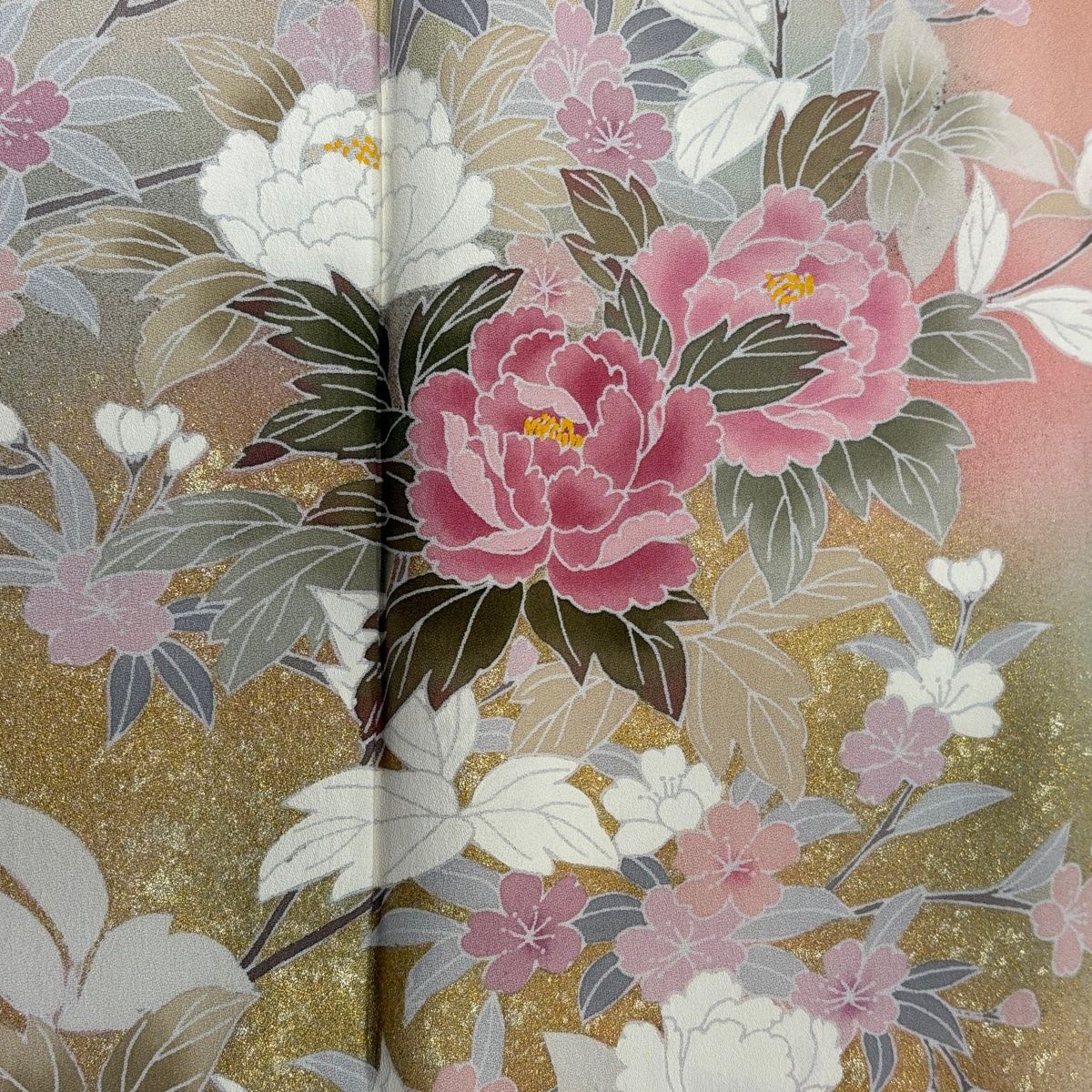  訪問着 身丈162 5 cm 裄丈68 L 袷 桜 金彩 ぼかし サーモンピンク 正絹 秀品 訪問着 付け下げ 着物