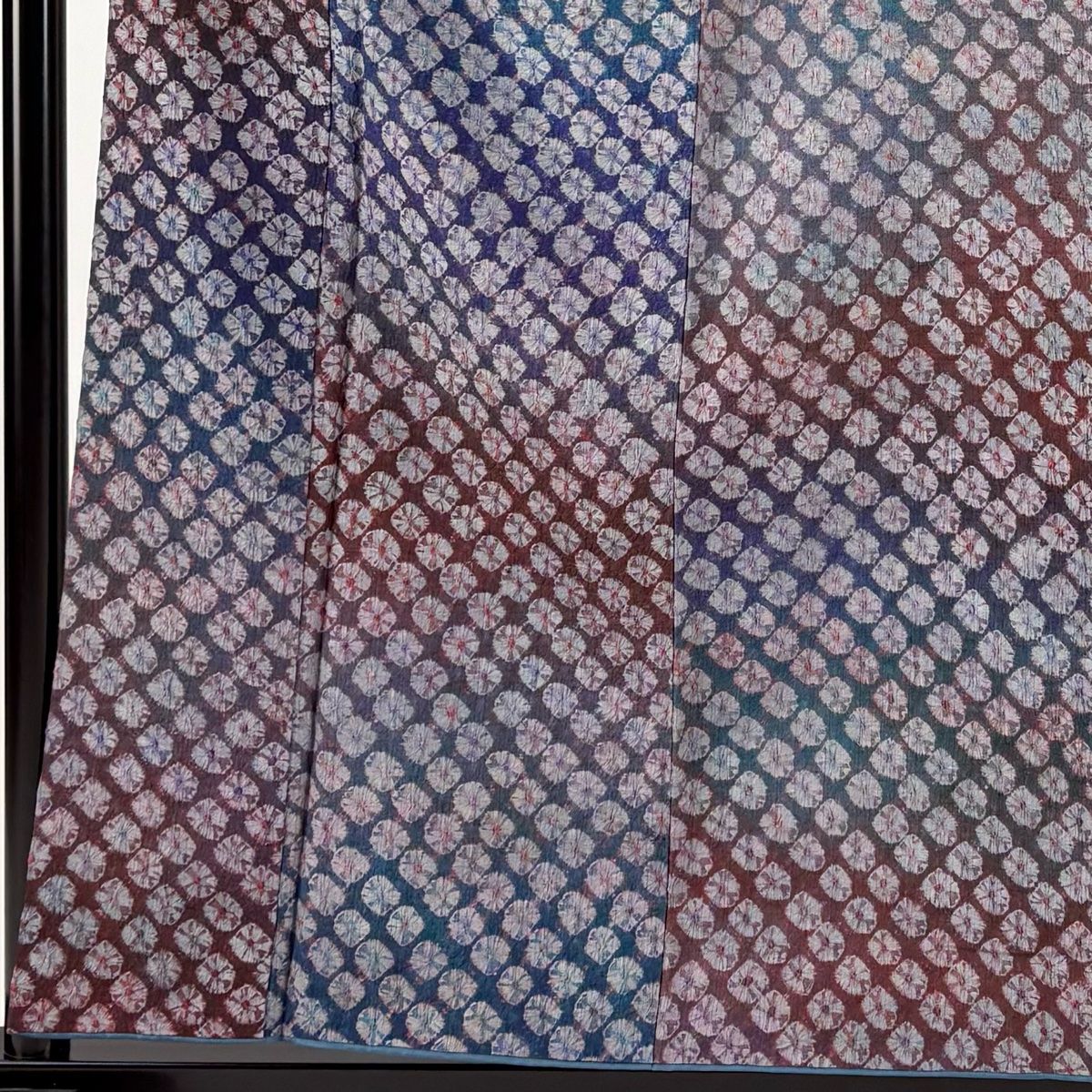 小紋 身丈158 cm 裄丈64 M 袷 幾何学 絞り 染め分け 青紫 正絹 秀品