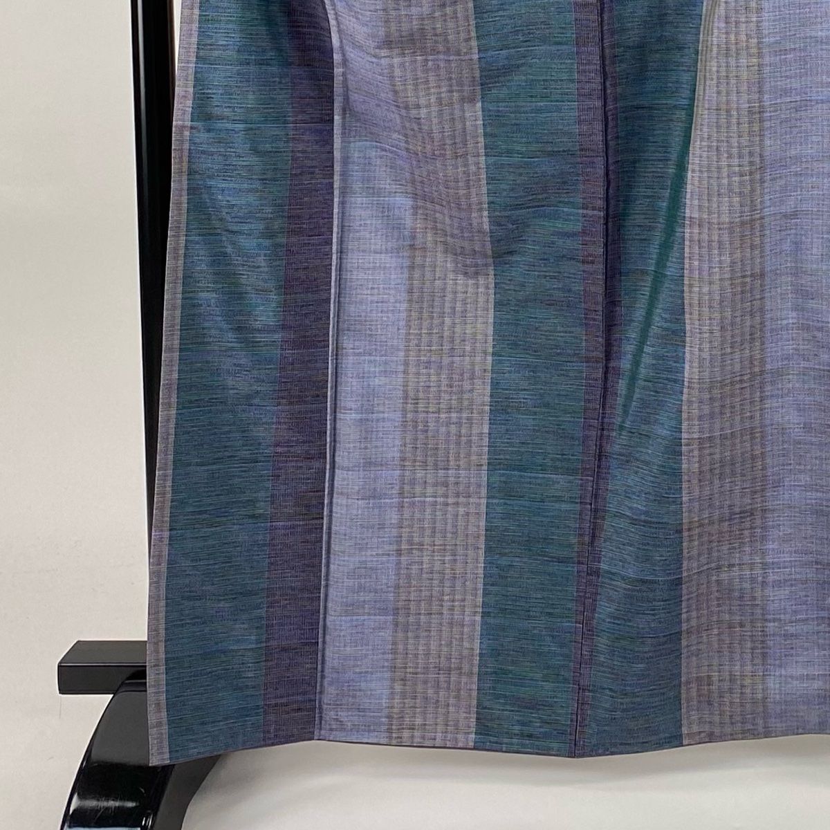 紬 身丈166.5 cm 裄丈66.5 M 袷 縞 灰紫 正絹 秀品