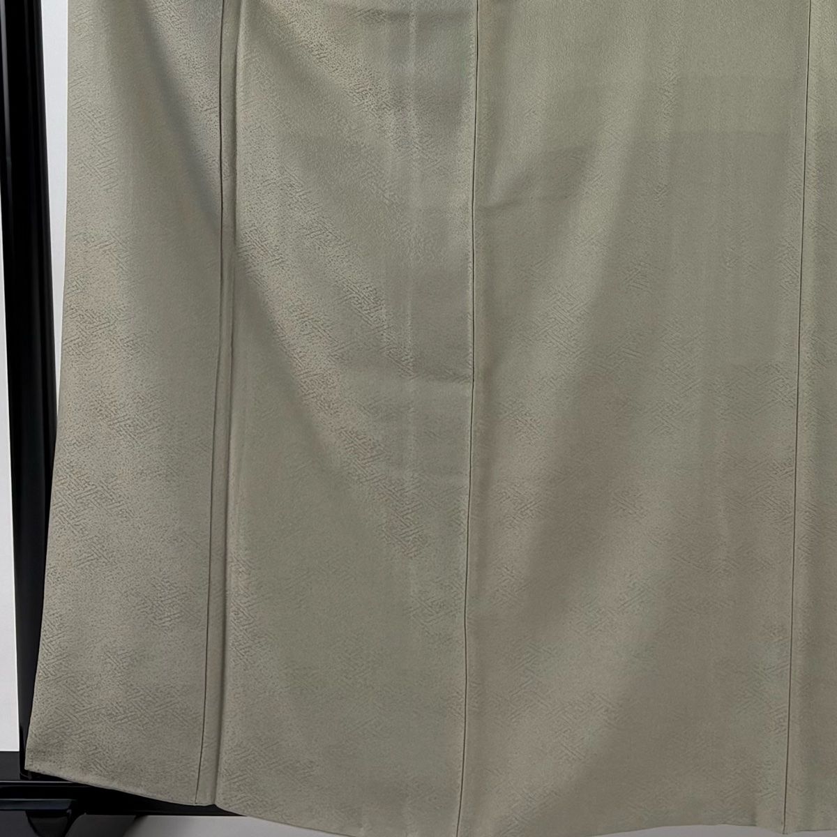 色無地 身丈160 cm 裄丈62 S 袷 百貫 落款 地紋 灰緑 正絹 秀品