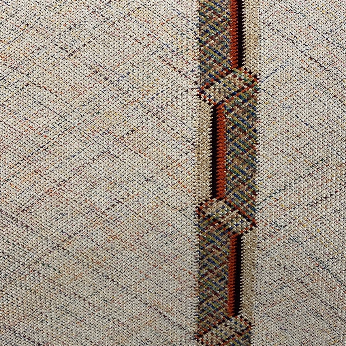 名古屋帯 秀品 八寸名古屋帯 紬地 幾何学模様 ベージュ 正絹