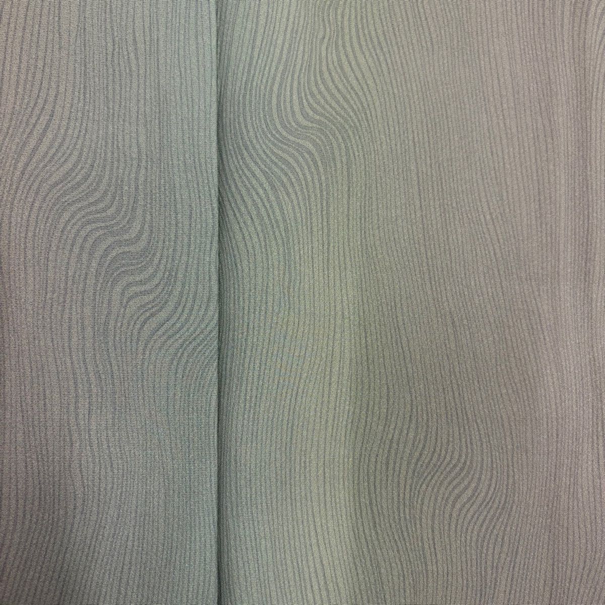  小紋 身丈155 5 cm 裄丈64 M 袷 木目柄 縦ぼかし 灰緑 正絹 秀品 一つ紋 小紋 着物