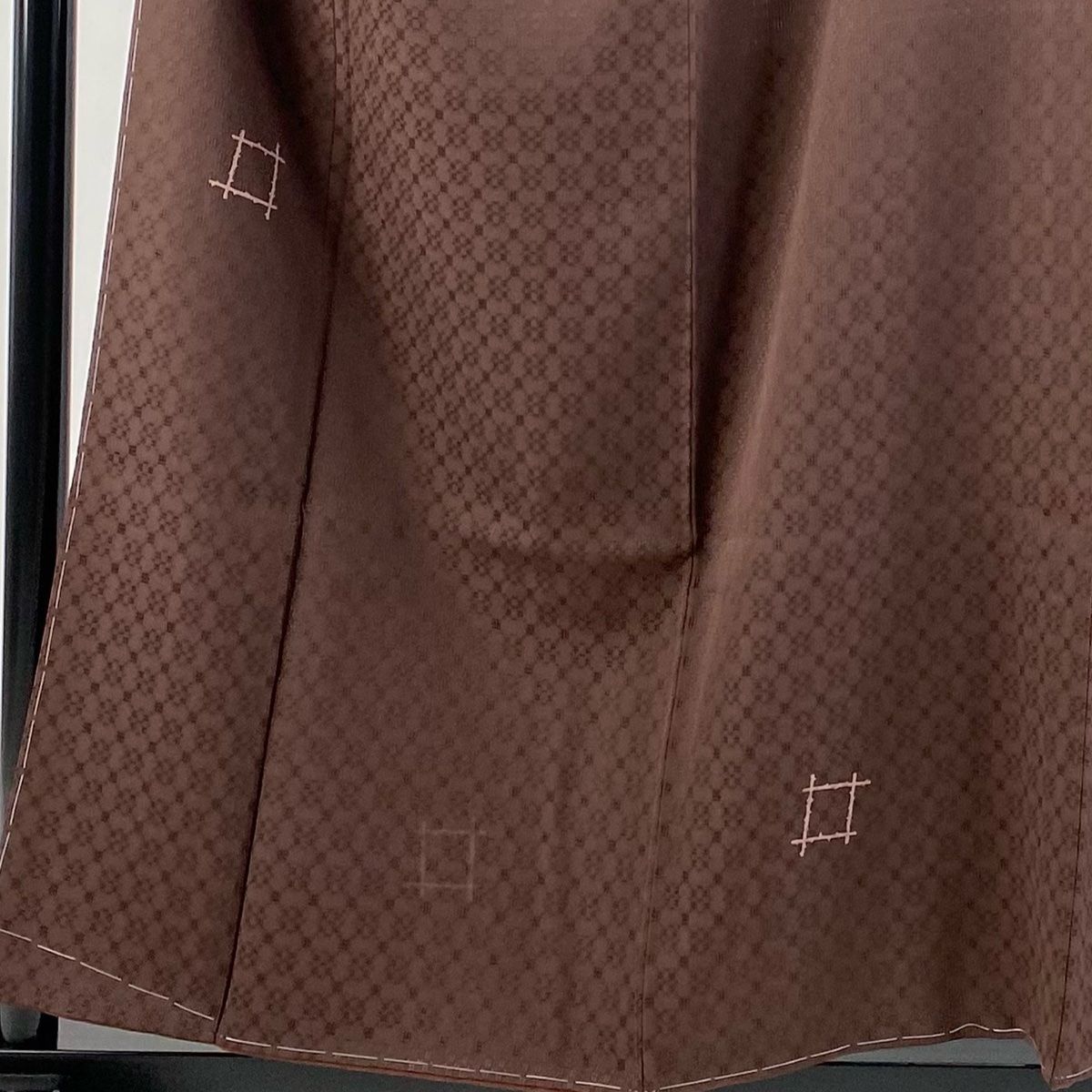 小紋 身丈157 cm 裄丈65 M 袷 幾何学模様 焦茶色 正絹 秀品