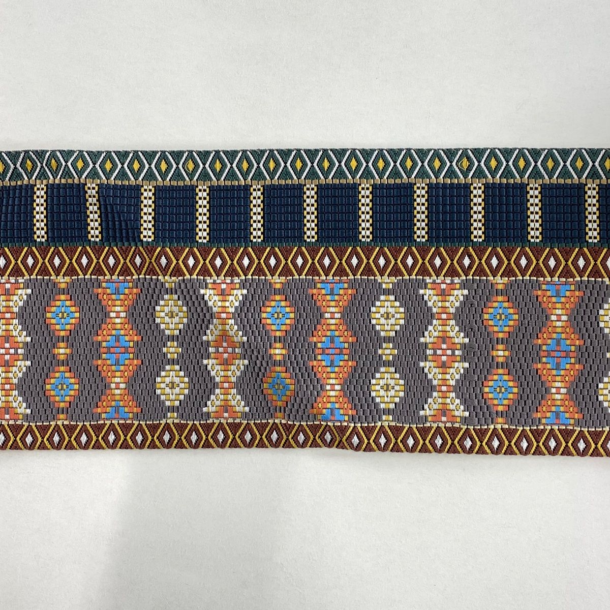  名古屋帯 秀品 幾何学模様 薄茶色 正絹 名古屋帯 帯