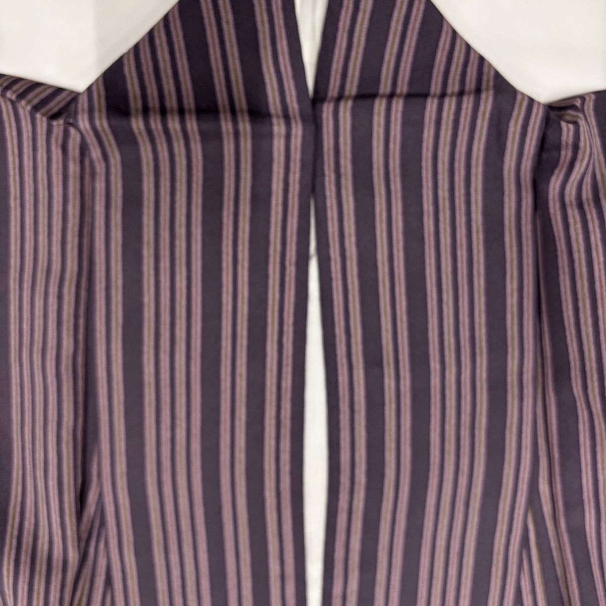  小紋 身丈155 cm 裄丈65 M 袷 縦縞 紫 正絹 秀品 小紋 着物