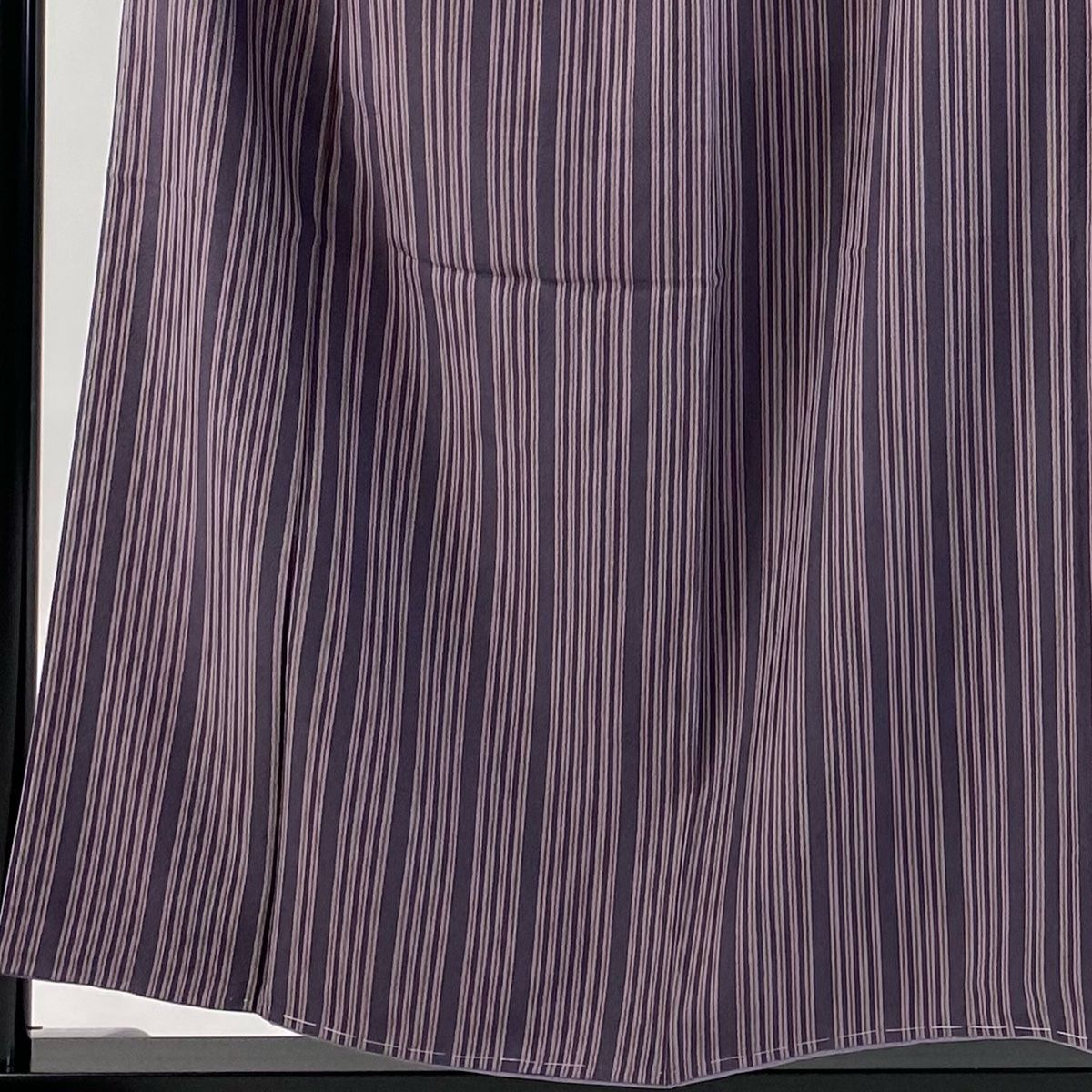 小紋 身丈155 cm 裄丈65 M 袷 縦縞 紫 正絹 秀品