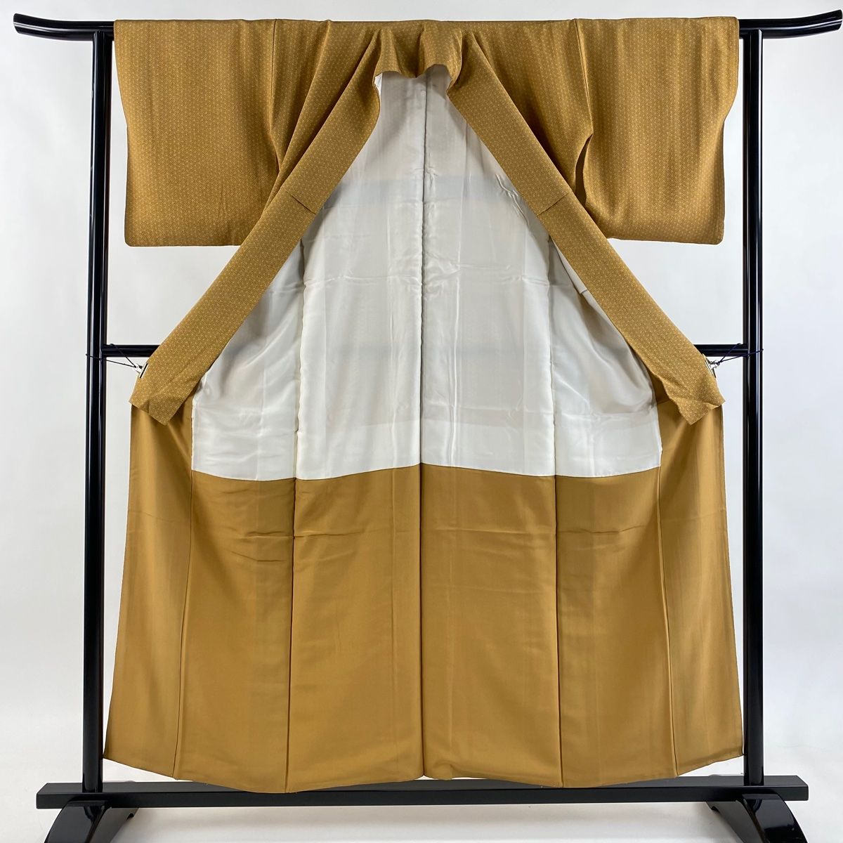  江戸小紋 身丈155 cm 裄丈62 S 袷 樋口実 落款 花 山吹色 正絹 秀品 小紋 着物