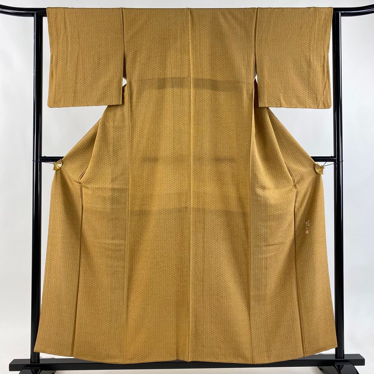 江戸小紋 身丈155 cm 裄丈62 S 袷 樋口実 落款 花 山吹色 正絹 秀品