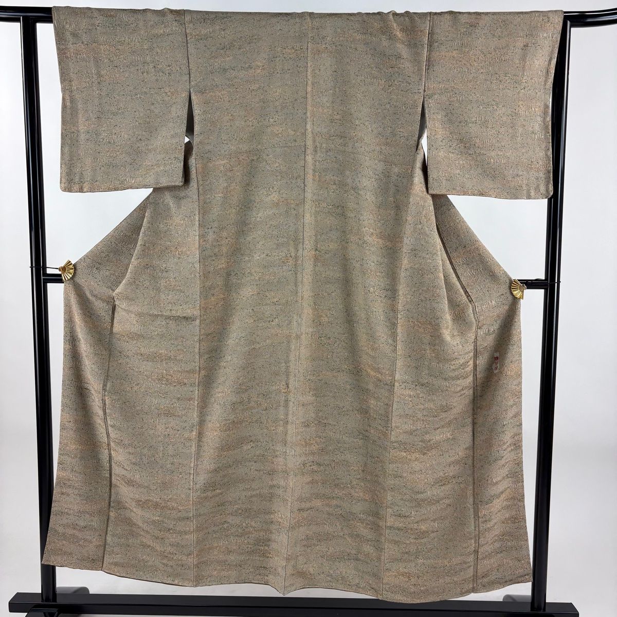 小紋 身丈151 cm 裄丈61.5 S 袷 陶彩染 幾何学模様 薄茶色 正絹 秀品