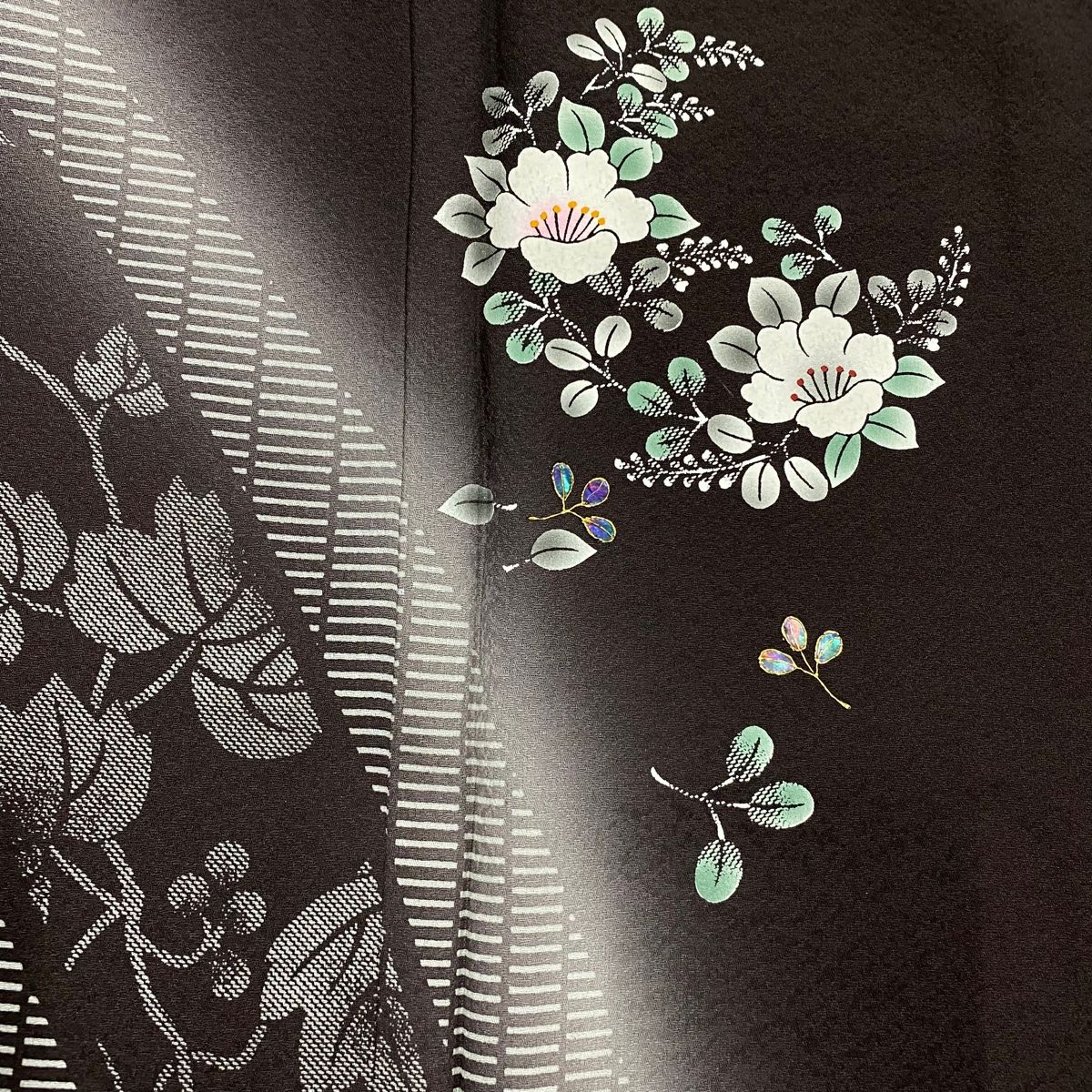  付下げ 身丈159 5 cm 裄丈67 L 袷 落款 草花 萩 螺鈿 ぼかし 茶紫 正絹 秀品 訪問着 付け下げ 着物