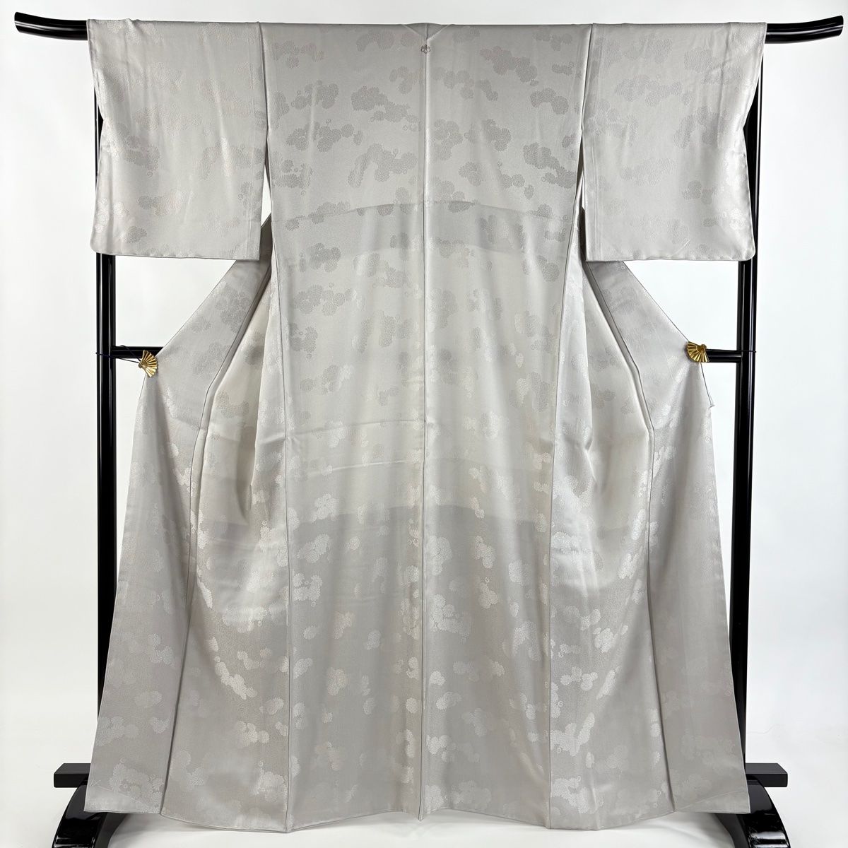 色無地 身丈166 cm 裄丈66.5 M 袷 ますいわ屋 地紋 灰茶 正絹 秀品 一つ紋