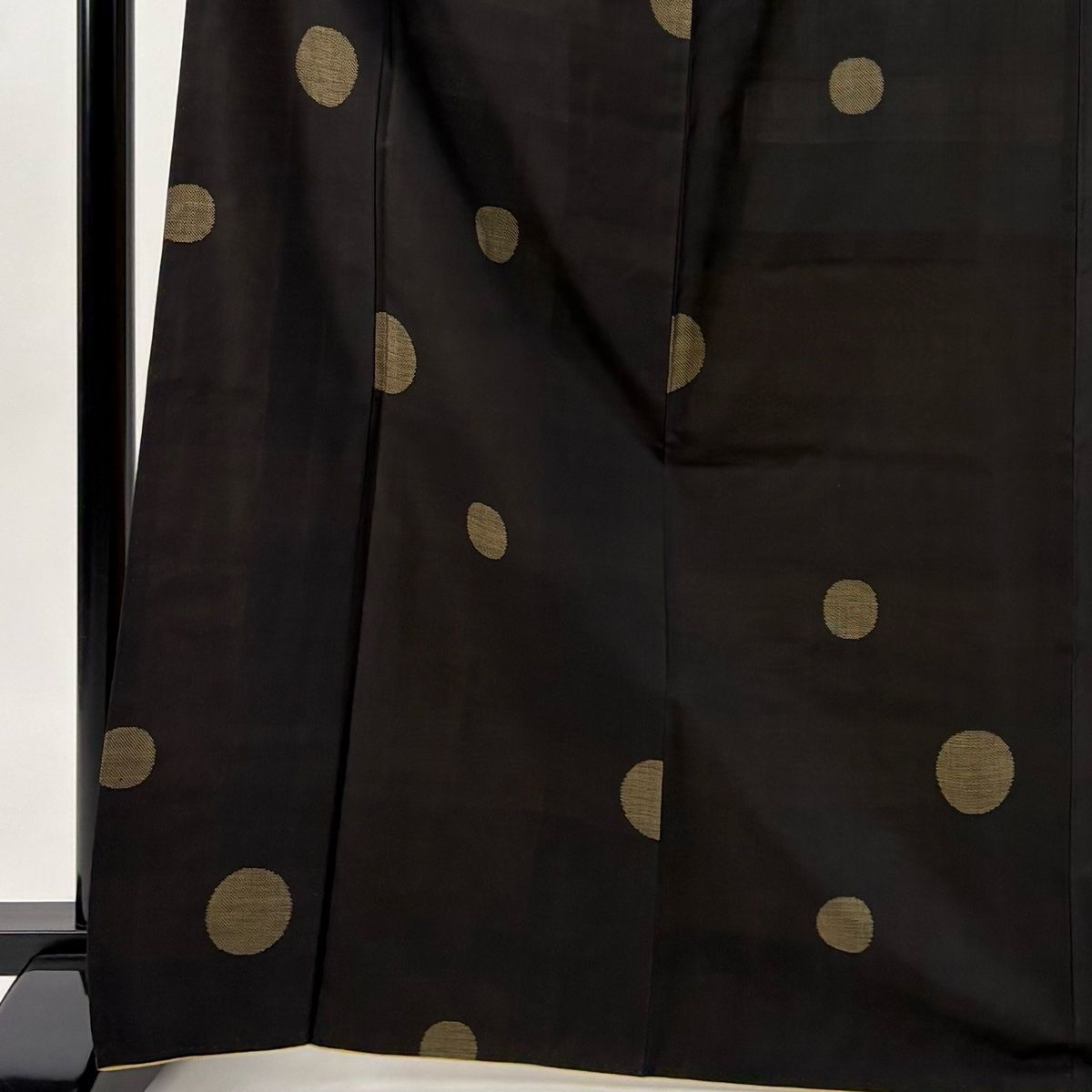 紬 身丈169 cm 裄丈63 5 S 袷 水玉 焦茶色 正絹 秀品