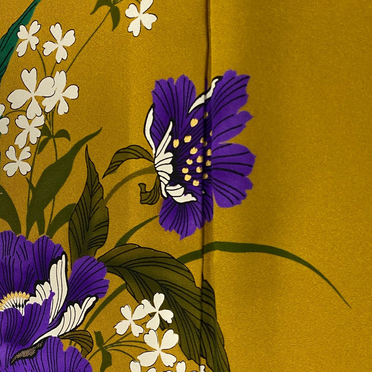  振袖 身丈158 cm 裄丈63 5 S 袷 草花 金彩 黄土色 正絹 秀品 振袖 着物