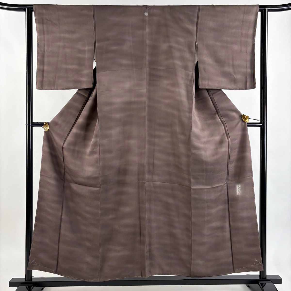 小紋 身丈154 cm 裄丈64 M 袷 本郷大田子 落款 霞 ぼかし 茶紫 正絹 秀品 一つ紋