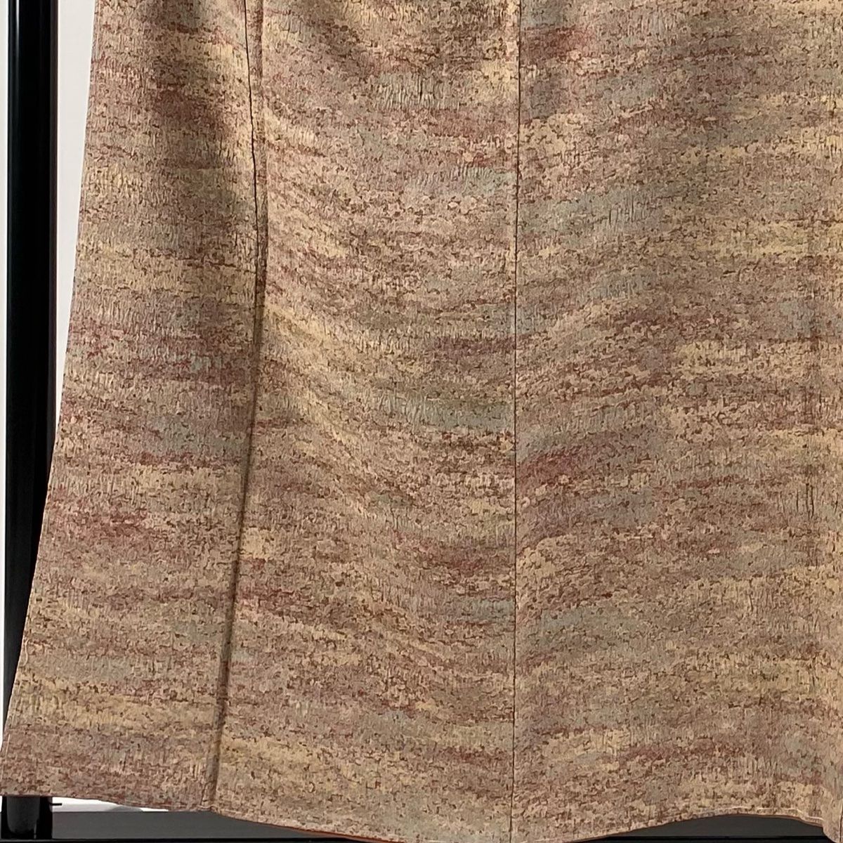 小紋 身丈155 cm 裄丈66 M 袷 陶彩染 鈴乃屋 幾何学模様 小豆色 正絹 秀品